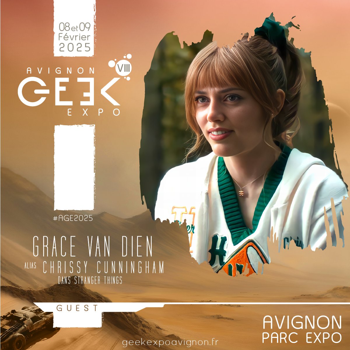 🤸‍♂️ GUEST #5🤸‍♂️

Nous aurons le plaisir d'accueillir Grace Van Dien, l'interprète de Chrissie Cunningham dans Stranger Things, lors de la 8eme édition d'Avignon Geek Expo 

Notre billetterie ➡️ geekexpoavignon.fr/billetterie/

#StrangerThings #geekexpo #chrissie