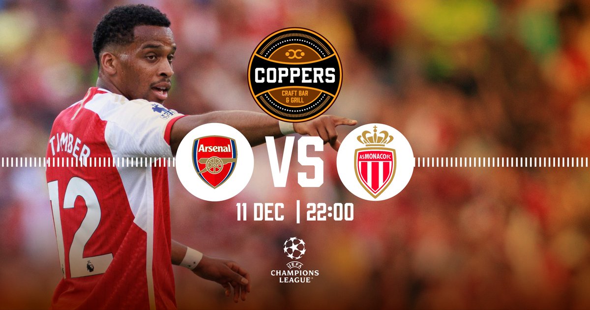 It's Match day...Champions home clash against Monaco 
 
Don't forget to catch the game at the following <a href="/ArsenalSA/">Arsenal South Africa</a> official branches to show support for <a href="/Arsenal/">Arsenal</a> 

Coppers Craft Bar and Grill
Bossa Bedfordview
Encore. Menlyn

#coyg #arsenal #arsenalsa #matchday #ucl