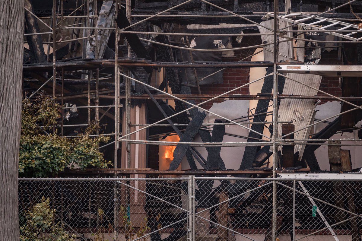 JasonHalley_CSU's tweet photo. The Bidwell Mansion, the historic building adjacent to the campus, was destroyed in an overnight fire. https://t.co/LsrJgiagyL
