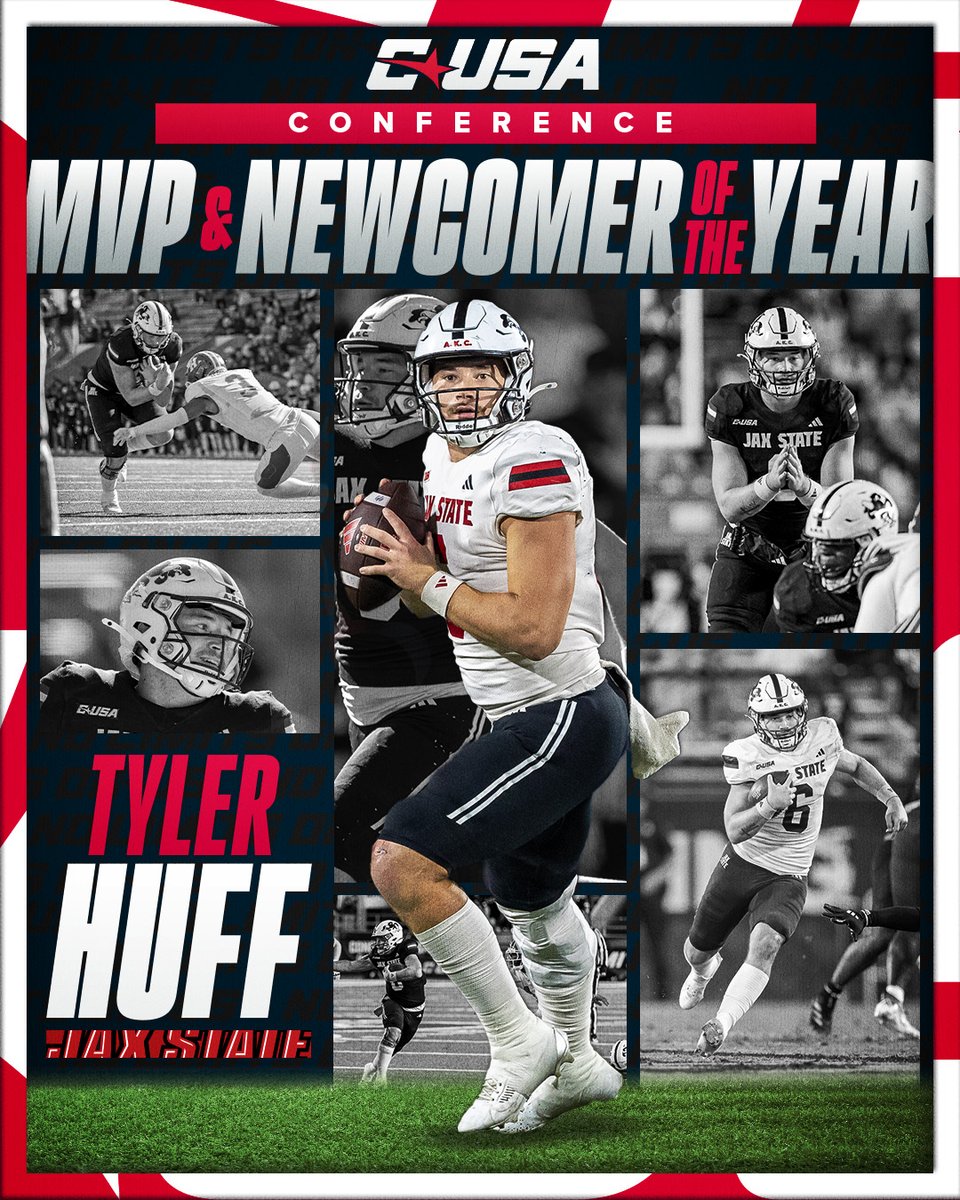 Conference USA (@conferenceusa) on Twitter photo 🏈 MVP & NEWCOMER OF THE YEAR 🏈
Tyler Huff, <a href="/JaxStateFB/">Jax State Football</a>
#NoLimitsOnUs | bit.ly/49zKjb3 🏈 MVP & NEWCOMER OF THE YEAR 🏈
Tyler Huff, <a href="/JaxStateFB/">Jax State Football</a>
#NoLimitsOnUs | bit.ly/49zKjb3