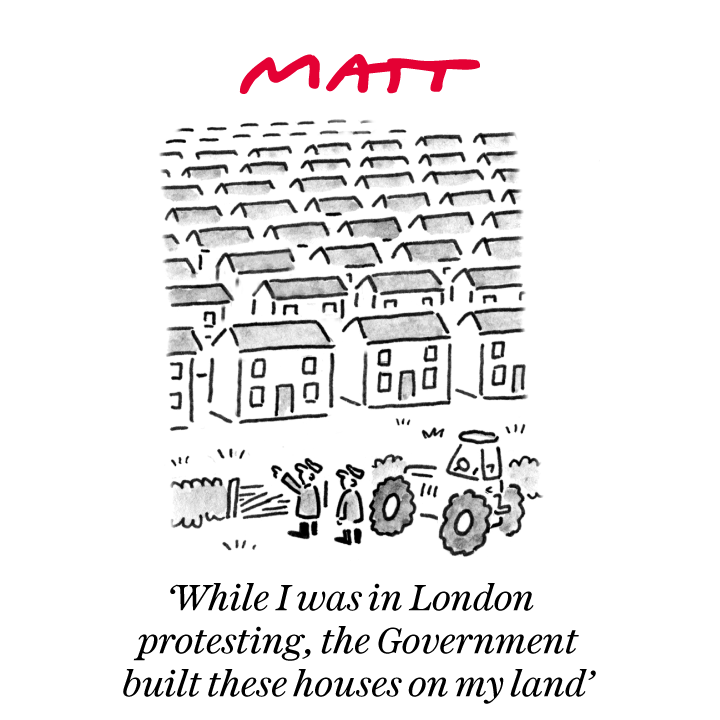 'While I was in London protesting, the Government built these houses on my land'

My latest cartoon for tomorrow's <a href="/Telegraph/">The Telegraph</a>

Buy a print of my cartoons at telegraph.co.uk/mattprints

Original artwork from chrisbeetles.com