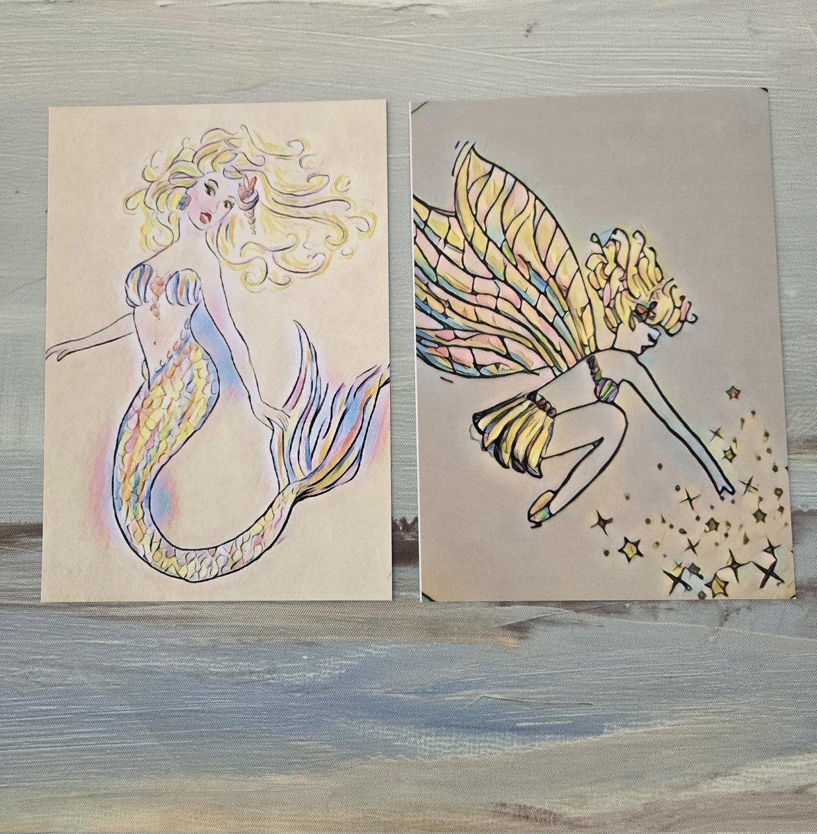 MerlindaMermaid's tweet photo. Merlinda and The Secret Scrolls 
Greeting Cards 5x7" 5x4"
Original Artwork 3 sets of each
Includes Sharpie Pen &amp; Bookmark 
https://t.co/ZPzqeqTaf8 https://t.co/QaItnvvDl5