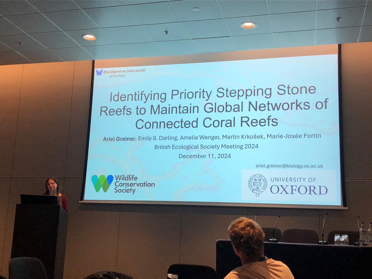 Ariel Greiner (she/her/hers) (@arielgreiner) on Twitter photo Exciting to finally present the coral reef stepping stones work that I've been doing with <a href="/emilysdarling/">Dr Emily Darling</a> @thewcs <a href="/FortinMJ/">Marie-Josee Fortin</a> and colleagues at #BES2024! Thank you Matthew Morecrofr <a href="/MCEM_Oxford/">MCEM Oxford</a> for the 📸. Exciting to finally present the coral reef stepping stones work that I've been doing with <a href="/emilysdarling/">Dr Emily Darling</a> @thewcs <a href="/FortinMJ/">Marie-Josee Fortin</a> and colleagues at #BES2024! Thank you Matthew Morecrofr <a href="/MCEM_Oxford/">MCEM Oxford</a> for the 📸.