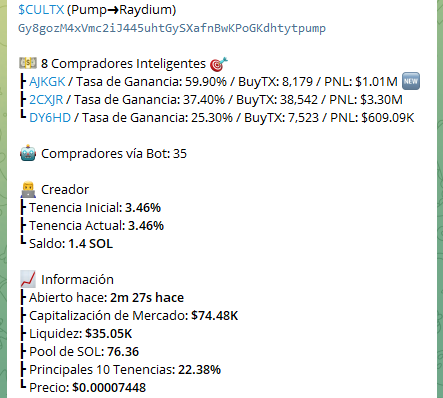 $CULTX 

CA:
Gy8gozM4xVmc2iJ445uhtGySXafnBwKPoGKdhtytpump 

unirse grupo:
t.me/ToroGambles 

bot comprar:
t.me/dogeebot_bot?s…