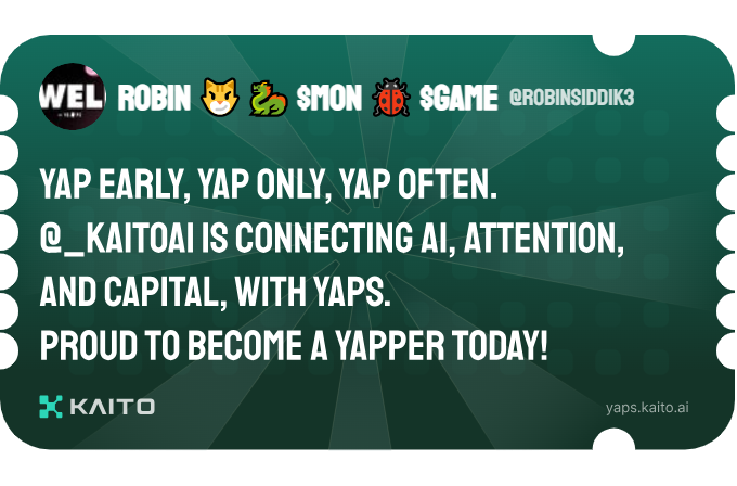 Yap early, yap only, yap often.

@_kaitoai is connecting AI, attention and capital with Yaps.

Just claimed my social card and I'm accumulating Yap points in real-time.

Claim yours 👉 yaps.kaito.ai/referral/15996…