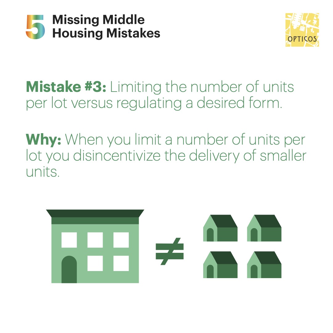 We’re featuring 5 mistakes cities &amp; states make in regulating #missingmiddlehousing, and will provide info on what to avoid, graphic examples of both good and bad solutions, as well as even better approaches.

Here's #3. 

bit.ly/3ZnjF0n