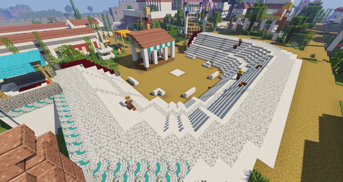 Jaydavision's tweet photo. If you could write a play for this ancient Greek theater, what would the title be?
#minecraftbuilds #minecraftarchitecture #minecraftcity #greekarchitecture #ancientgreek #minecraftdesign #minecraft #temple #greektemple #theatre #mythology #ancient #greekmythology #plays https://t.co/qkRUJdAGyk