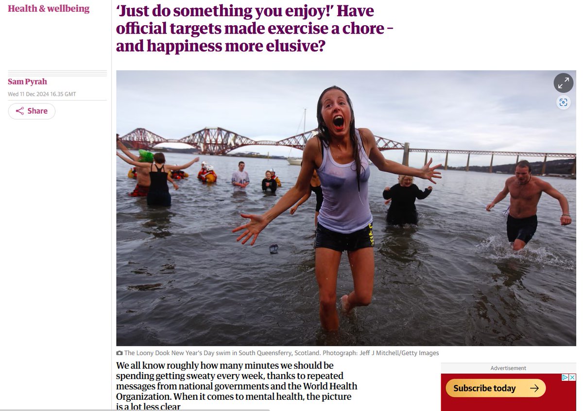 I wrote this piece for today's Guardian, on whether physical activity guidelines are 'fit' for mental health gains. Free to read on Guardian website.