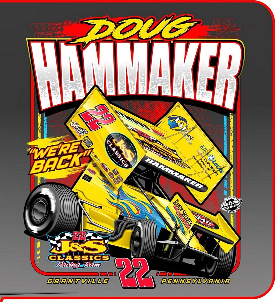 hosehead33's tweet photo. The J&amp;S Classics 22 is back for Central PA 410 action in 2025 with Sandy Kline at the helm &amp; @DougHammaker at the wheel.  Here's a look at some design for the new team.@SprintCarNews @PAPOSSE410s https://t.co/Zfy456hLbe