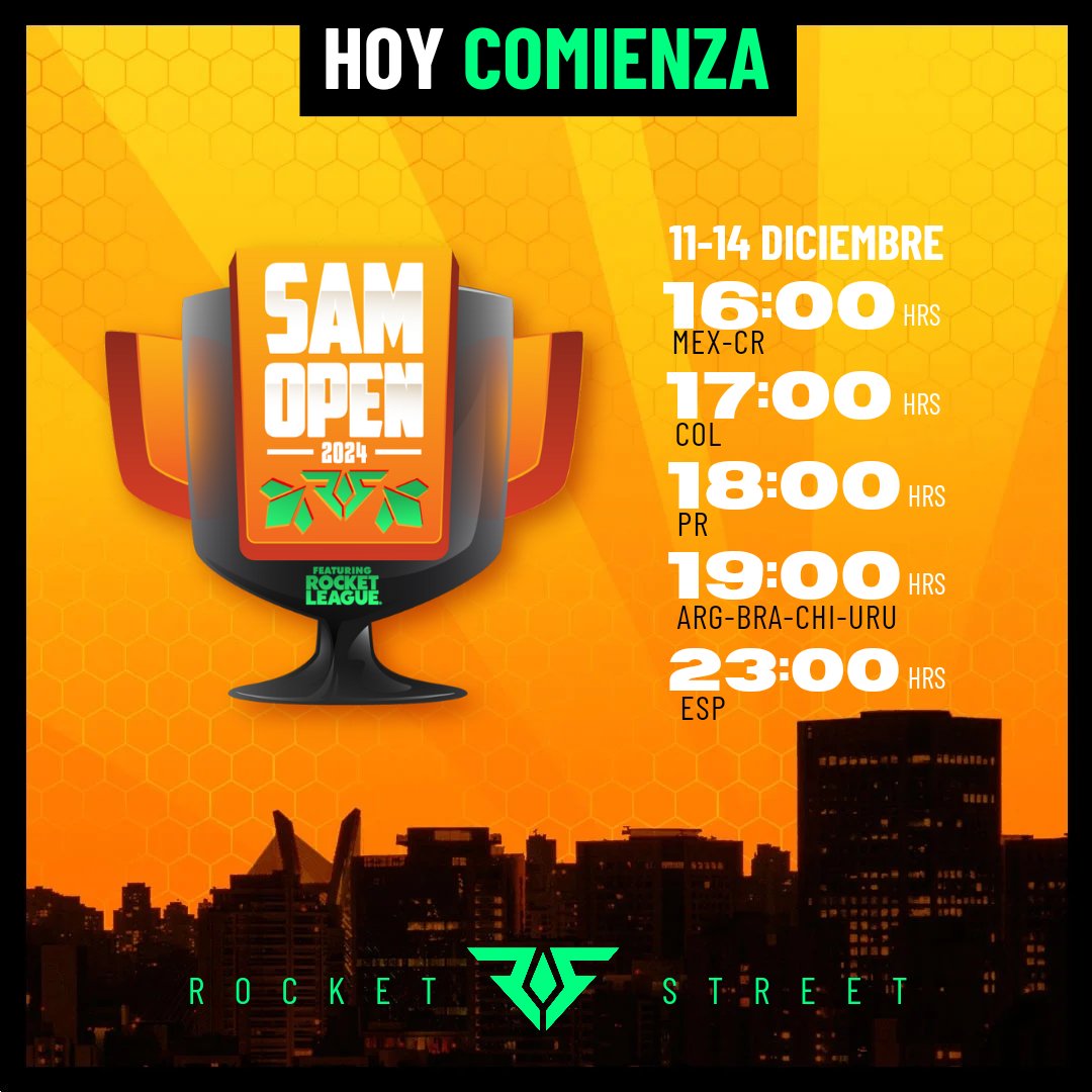 RocketStreet's tweet photo. ¡HORARIOS DEL DÍA DE HOY! #SAMOpen
TODO en vivo por https://t.co/asEU2kP6hc
#LATAMChampionship #RocketStreet https://t.co/JrCsKmPqfz