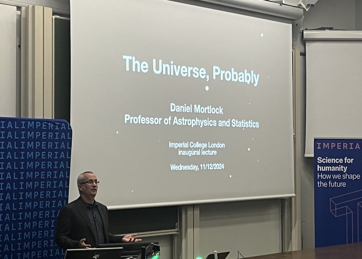 Looking forward to Daniel Mortlock’s Inaugural Professorial Lecture on “The Universe, Probably”