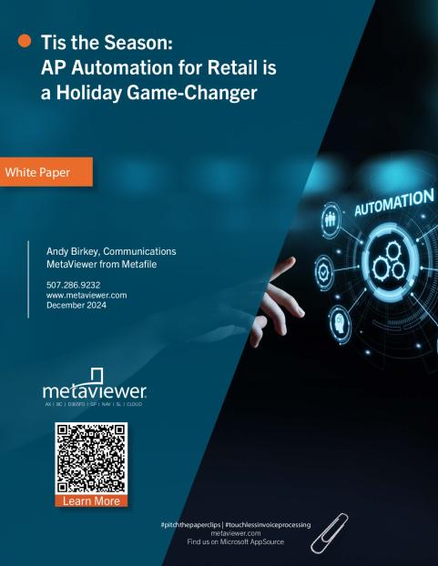 MetaViewer's tweet image. Check out our latest in MS Dynamics World: Tis the Season: AP Automation for Retail is a Holiday Game-Changer!
msdynamicsworld.com/white-paper/ti…