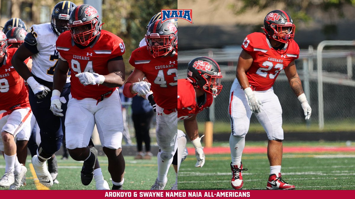 SXU Athletics (@sxuathletics) on Twitter photo News: Arokoyo and Swayne Named NAIA All-Americans for <a href="/SXUFootball/">SXU Football</a> #GoCougs🐾🏈 #WeAreSXU
sxucougars.com/news/2024/12/1… News: Arokoyo and Swayne Named NAIA All-Americans for <a href="/SXUFootball/">SXU Football</a> #GoCougs🐾🏈 #WeAreSXU
sxucougars.com/news/2024/12/1…