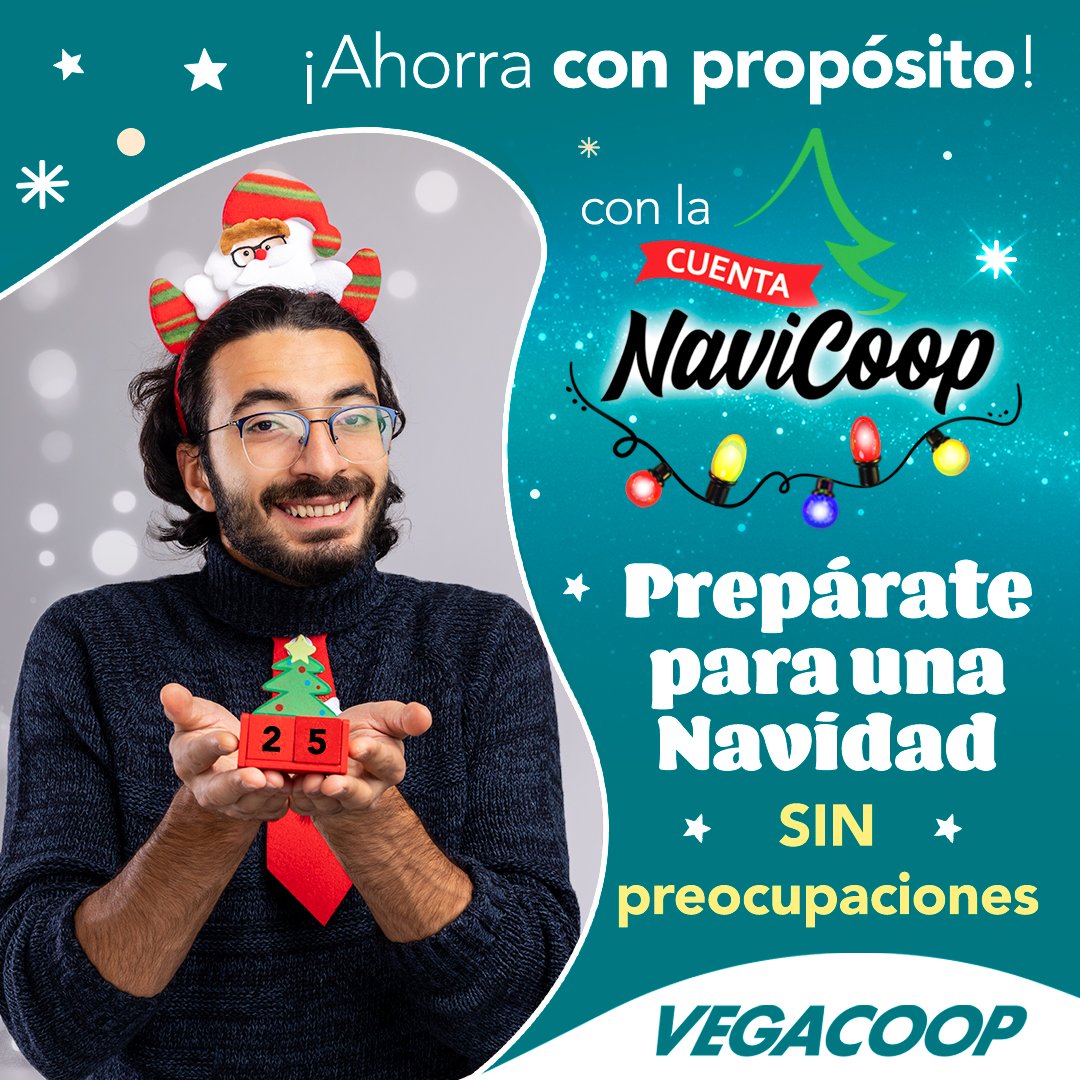 VEGACOOP's tweet photo. 🎄✨ ¡Ya tienes tu NAVICOOP? La cuenta de ahorro ideal para llegar a la Navidad sin estrés y con todo bajo control. 💰🎁

📍 Deposita desde $5.00/semana
📍 Sin cargos por servicio
📍 Balance hasta $5,000
📍 Inicia en noviembre, termina el próximo año

¡Abre tu cuenta hoy! https://t.co/UPN6H0LcBO