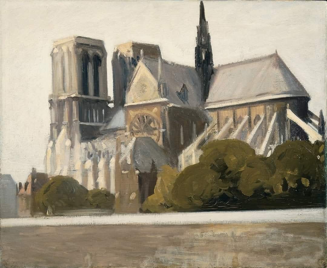 ParisAMDParis's tweet photo. Edward Hopper. 
Notre-Dame 
1907. Paris France Painting https://t.co/yiVu84Ywj4