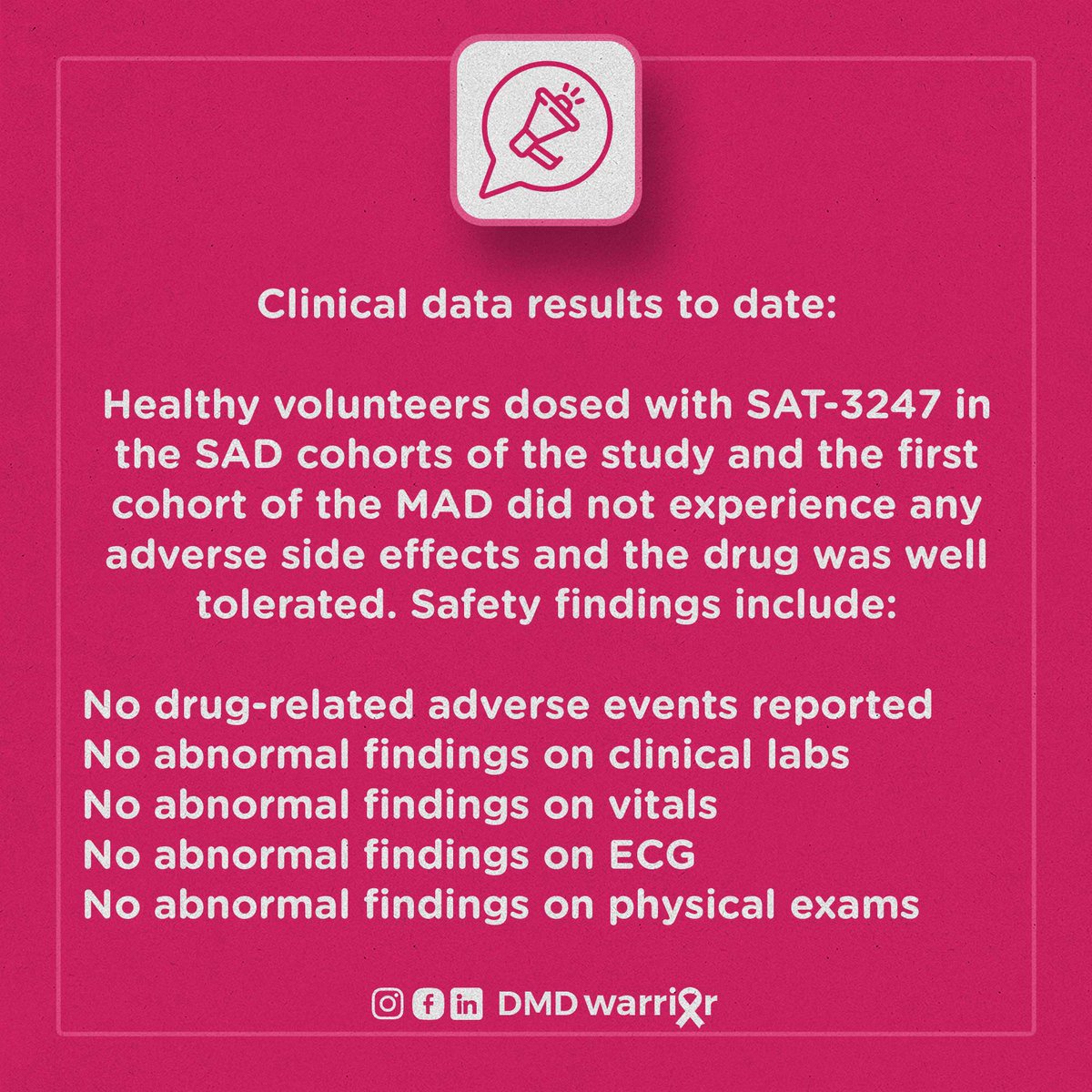 dmdwarriorcom's tweet photo. Satellos Announces First Participant with Duchenne Muscular Dystrophy Dosed in the Phase 1b Clinical Trial of SAT-3247
Source: https://t.co/8sVcuyGF4c
#dmd #duchenne #bmd #becker #genetherapy #dmdwarrior #dmdwarriors #satellos #sat3247 #sat-3247 https://t.co/BIEaHF8H0t