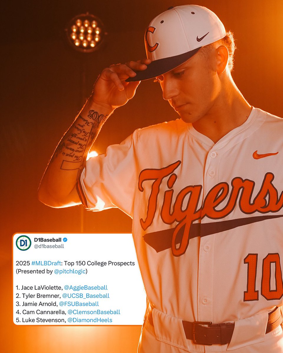 #️⃣4️⃣ <a href="/CamCannarella/">cam cannarella</a> 

#Clemson <a href="/d1baseball/">D1Baseball</a>
