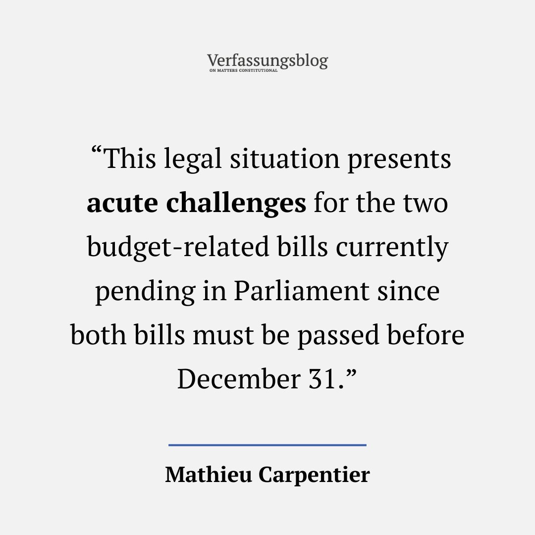 Verfassungsblog (@verfassungsblog) on Twitter photo "Passing a Budget in Times of Legislative Paralysis"
MATHIEU CARPENTIER (<a href="/CarpentierUT1/">Mathieu Carpentier</a>) on the legal consequences of the motion of no-confidence against the French 🇫🇷 government:
verfassungsblog.de/passing-a-budg… "Passing a Budget in Times of Legislative Paralysis"
MATHIEU CARPENTIER (<a href="/CarpentierUT1/">Mathieu Carpentier</a>) on the legal consequences of the motion of no-confidence against the French 🇫🇷 government:
verfassungsblog.de/passing-a-budg…