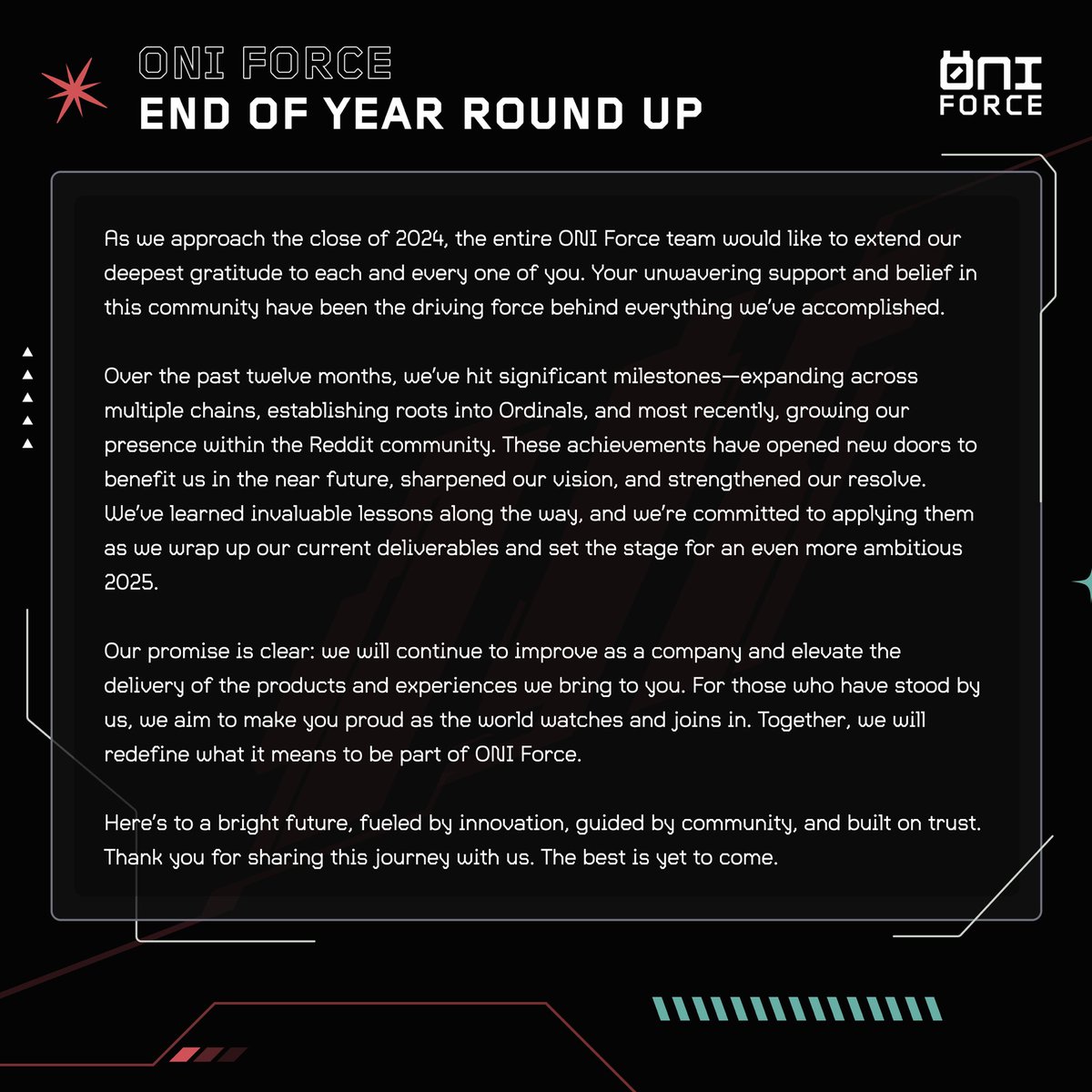 END OF YEAR ROUND UP 

The Enclave is prepped for a great 2025!