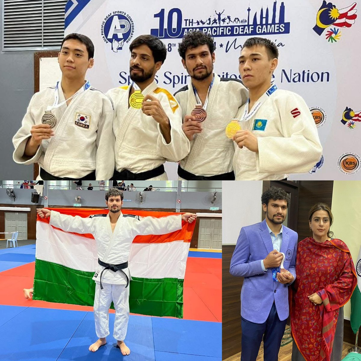 faizanqayoom_'s tweet photo. Rakesh Singh, a Judo Player, clinched the Bronze Medal at the prestigious 10th Asia Pacific Deaf Games held in Malaysia.
Ms. Nuzhat Gul, Secretary of J&amp;K Sports Council, personally met with Rakesh and celebrated his accomplishment.

@diprjk @nuzhatjehangir 
@JKSportsCouncil https://t.co/6zFc2osnFO
