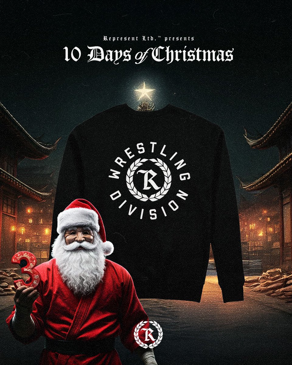 RepresentLTD's tweet photo. 10 DAYS OF CHRISTMAS // DAY 3
Today we drop our long anticipated WRESTLING DIVISION โ a premium crewneck sweatshirt, jogger, tee & duffel bag. // https://t.co/12zE0Gzwbh
#represent
#wrestlingdivision
#10daysofxmas
WRESTLE BOLDLY.
LIVE BOLDLY.
REPRESENT BOLDLY. https://t.co/dDeKCYgZyd