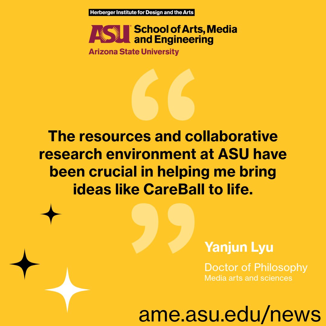 School of Arts, Media and Engineering (AME) (@asu_artsmedia) on Twitter photo š Congratulations to Yanjun Lyu on completing her PhD at ASUās School of Arts, Media and Engineering!
Hereās to a bright future ahead! š
<a href="/ASUHIDA/">Herberger Institute</a>
Read the full story here: news.asu.edu/20241203-sun-dā¦
#ASUGrad24 #TherapeuticTech #PhDComplete š Congratulations to Yanjun Lyu on completing her PhD at ASUās School of Arts, Media and Engineering!
Hereās to a bright future ahead! š
<a href="/ASUHIDA/">Herberger Institute</a>
Read the full story here: news.asu.edu/20241203-sun-dā¦
#ASUGrad24 #TherapeuticTech #PhDComplete