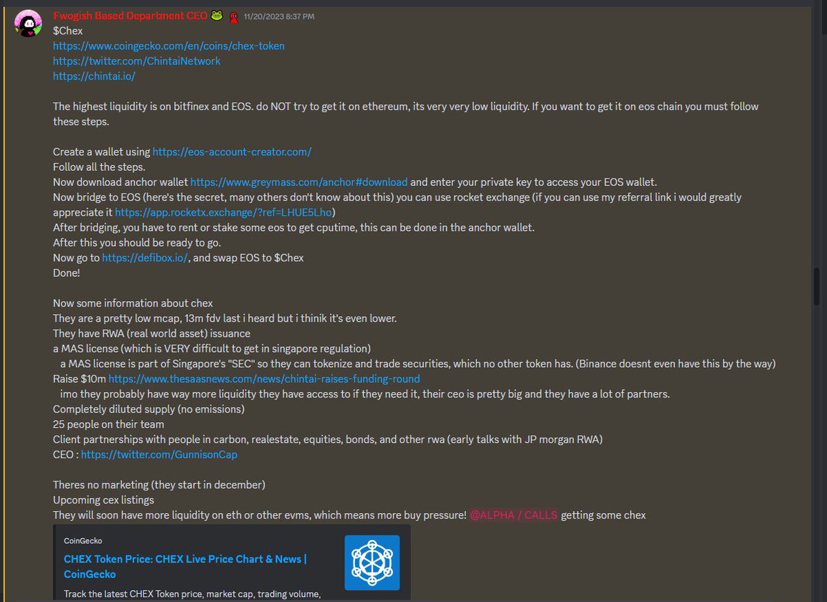 endless ๐ (@endless_poor) on Twitter photo One of my bags I dont talk enough about is $CHEX
Been buying since 0.025 in <a href="/FoundersSOL/">FoundersSOL</a>
ps thank you <a href="/danielshinmath/">danielshin</a>
Chex believers WYA One of my bags I dont talk enough about is $CHEX
Been buying since 0.025 in <a href="/FoundersSOL/">FoundersSOL</a>
ps thank you <a href="/danielshinmath/">danielshin</a>
Chex believers WYA