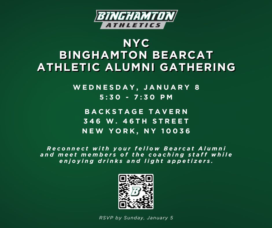 Calling all NYC Bearcat alumni ☎️‼️

Register here ➡️tinyurl.com/44x7y3cc

#ONEBinghamton