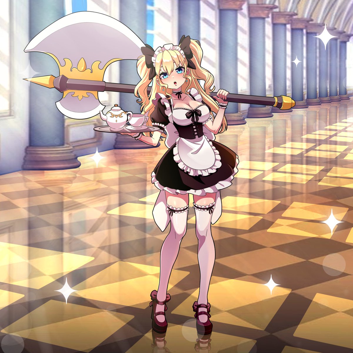 In Rift Runners wave 3, you'll be able to enlist some help from the ultimate maid <a href="/TakakoTakamura/">💍Takamura Takako💍</a> (art by <a href="/angel9079_art/">angel9079_art</a>).  #RiftRunners #Vtuber #TradingCards #TCG