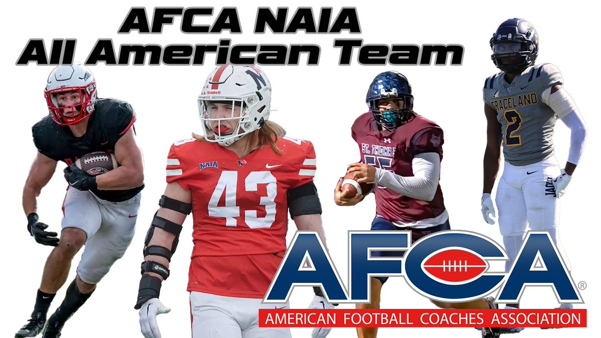 NAIAFootballVSN's tweet photo. The AFCA has announced the 2024 NAIA Football All-American Team. Link to the full team below. As a reminder, the VSN NAIA All-American Team will be released later this month.

https://t.co/vtHjOcNFvJ https://t.co/Y7LJUFzsTF