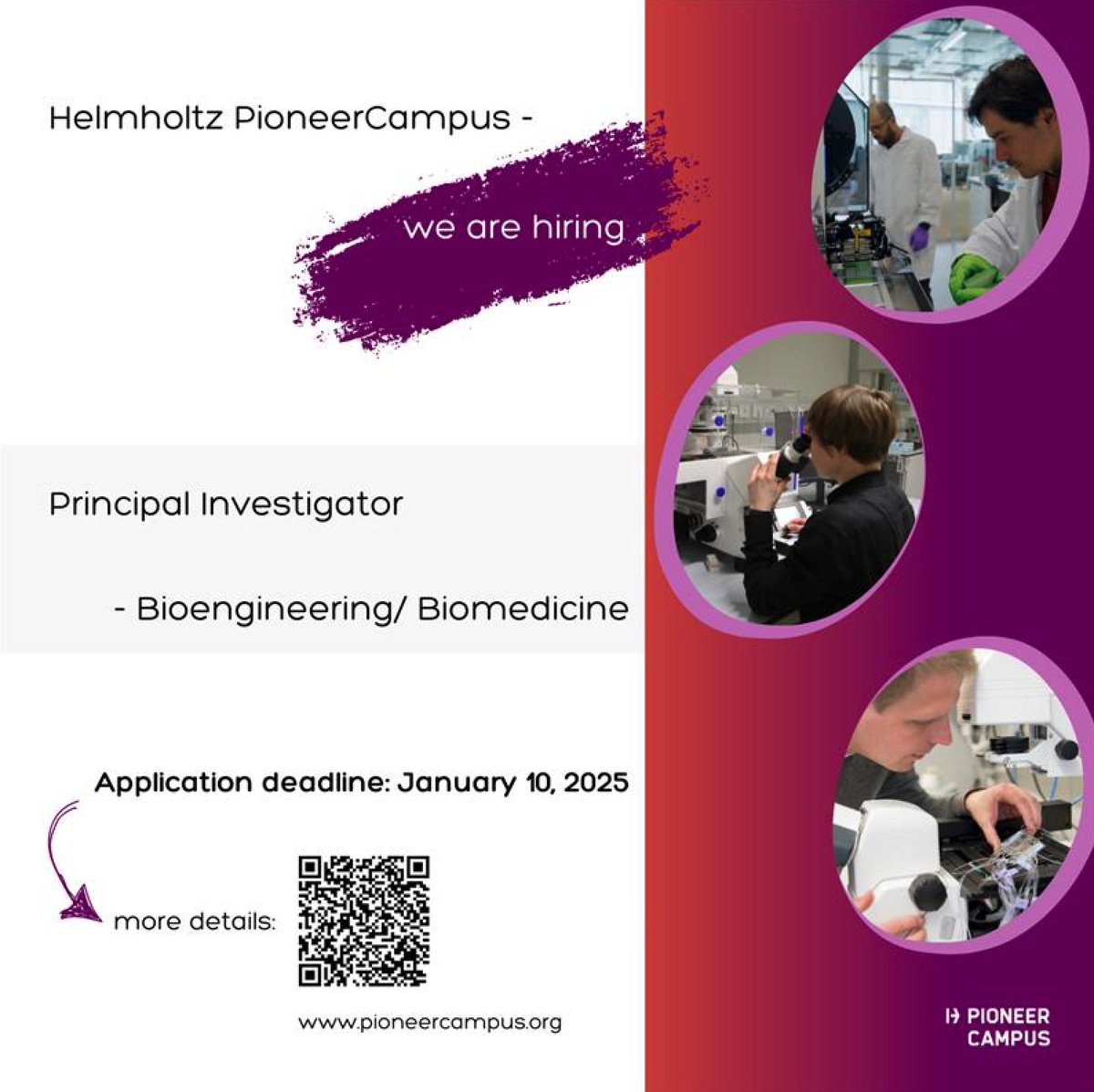 PioneerCampus @HelmholtzMunich (@pioneercampus) on Twitter photo !! Independent Principal Investigator Position !!
<a href="/HelmholtzMunich/">Helmholtz Munich | @HelmholtzMunich</a> #Bioengineering #Biomedicine
DON'T be LATE to the party - DEADLINE Jan 10th👏
We check applications rolling - send candidate invitations by Jan 24th
Credentials & Proposal matter! APPLY:
jobs.helmholtz-muenchen.de/jobposting/c16… !! Independent Principal Investigator Position !!
<a href="/HelmholtzMunich/">Helmholtz Munich | @HelmholtzMunich</a> #Bioengineering #Biomedicine
DON'T be LATE to the party - DEADLINE Jan 10th👏
We check applications rolling - send candidate invitations by Jan 24th
Credentials & Proposal matter! APPLY:
jobs.helmholtz-muenchen.de/jobposting/c16…