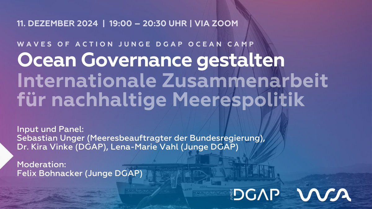 DGAP (@dgapev) on Twitter photo Gleich ab 19 Uhr diskutieren wir mit Sebastian Unger (Meeresbeauftragter der Bundesregierung), <a href="/KiraVinke/">Kira Vinke</a> & Lena-Marie Wahl von der #JungeDGAP über Fischerei, Tiefseebergbau & Klimamigration – und was die internationale Gemeinschaft für den Schutz der Ozeane tun muss. Gleich ab 19 Uhr diskutieren wir mit Sebastian Unger (Meeresbeauftragter der Bundesregierung), <a href="/KiraVinke/">Kira Vinke</a> & Lena-Marie Wahl von der #JungeDGAP über Fischerei, Tiefseebergbau & Klimamigration – und was die internationale Gemeinschaft für den Schutz der Ozeane tun muss.