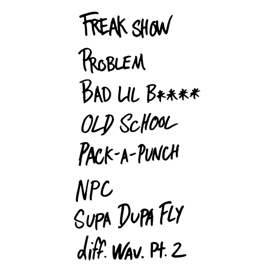 WHY_DOMS's tweet photo. Just Because. 
hosted by Señor Diablo

Freak Show (feat. JettBaby Dada)
Problem
Bad Lil B****
Old School (prod. XEONXEONXEON)
Pack-a-Punch (prod. Ahwra)
NPC
Supa Dupa Fly (prod. Ahwra)
https://t.co/B2zqMdWRvQ.2 (feat. TRESHINO)

available 12/12 at 12pm via https://t.co/yu7SDsGPUt https://t.co/MI1hqBjH6n