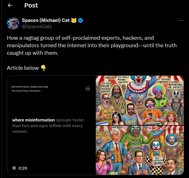 catz_hatz's tweet photo. The irony here is that Michael himself believes he's an expert in the fields of Psychology and Cyber Security yet lacks any higher education or certificates to prove legitimacy 

He was terminated from a #Microsoft contractor after he said misogynistic things towards women https://t.co/VxZLu2qHJd