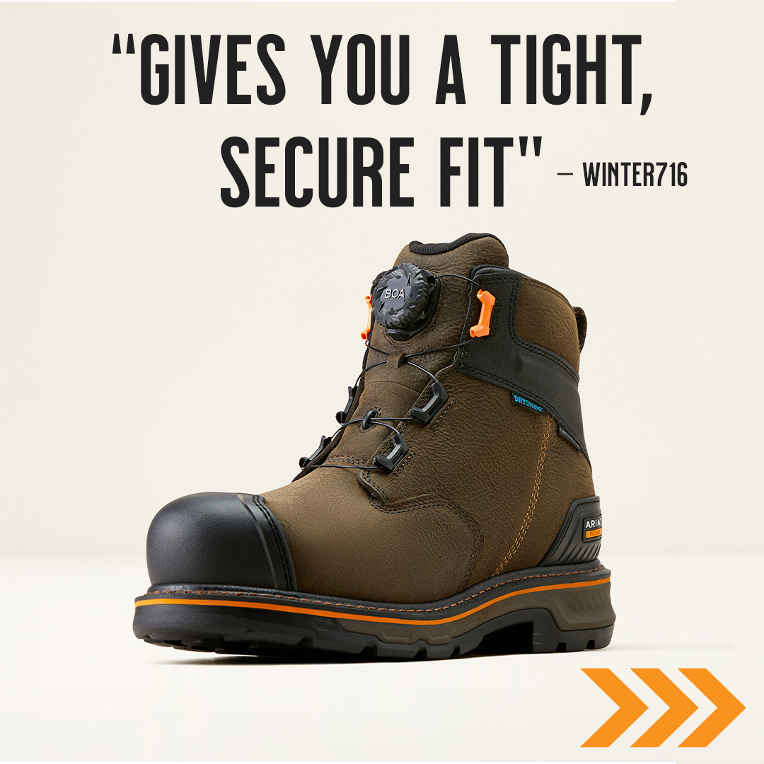 Ariat's tweet image. The ⭐️⭐️⭐️⭐️⭐️-star reviews keep coming. Our work boots are top-rated for their durability and comfort. #AriatWork