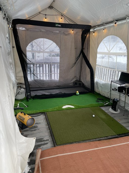 LouStagner's tweet photo. Was just reminded of this. 

A few years ago a friend rented a wedding tent for the winter and set it up on his deck. 

Practiced all winter long "inside". 

That is some dedication! https://t.co/Zj3CKn5N3m