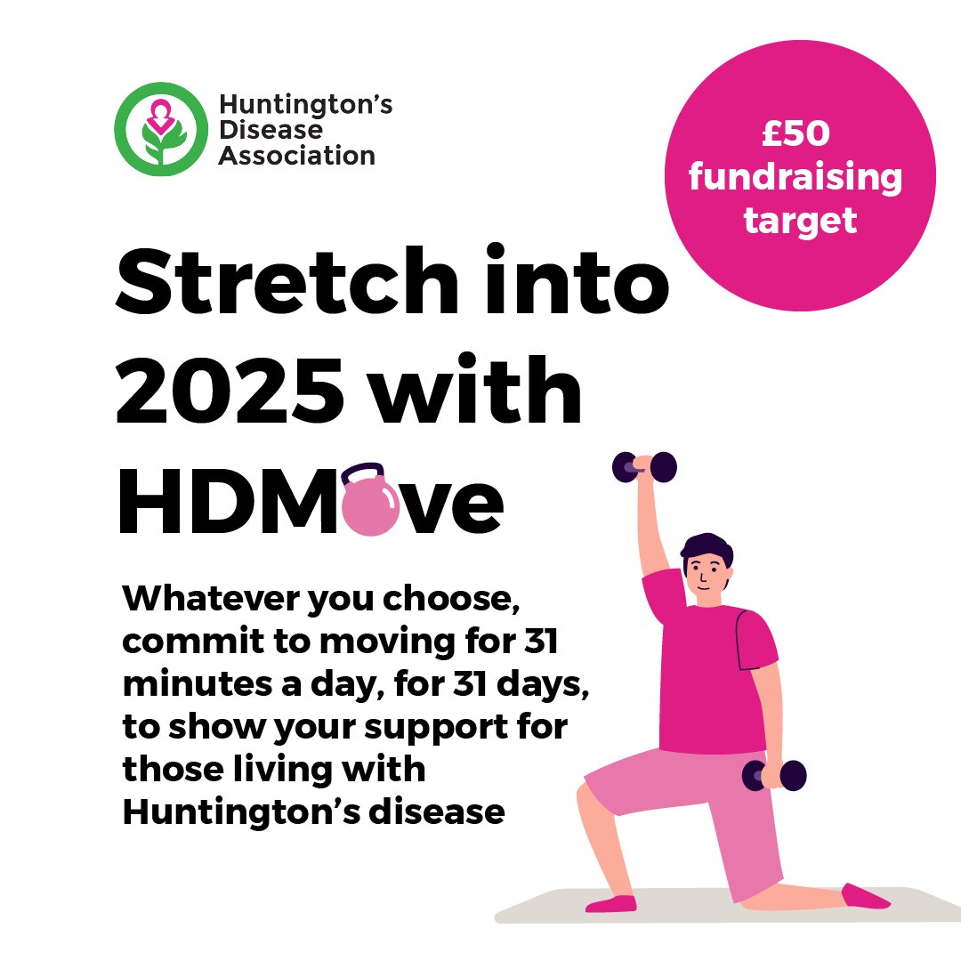 HDA_tweeting's tweet photo. Got a New Year's resolution to get active?
Start off 2025 strong with a pledge to move every day in January while supporting #TeamHDA. Use our fun calendar to find creative ways to get moving - whether it's a walk, dance, or something totally unique. https://t.co/KiAl1XCc35