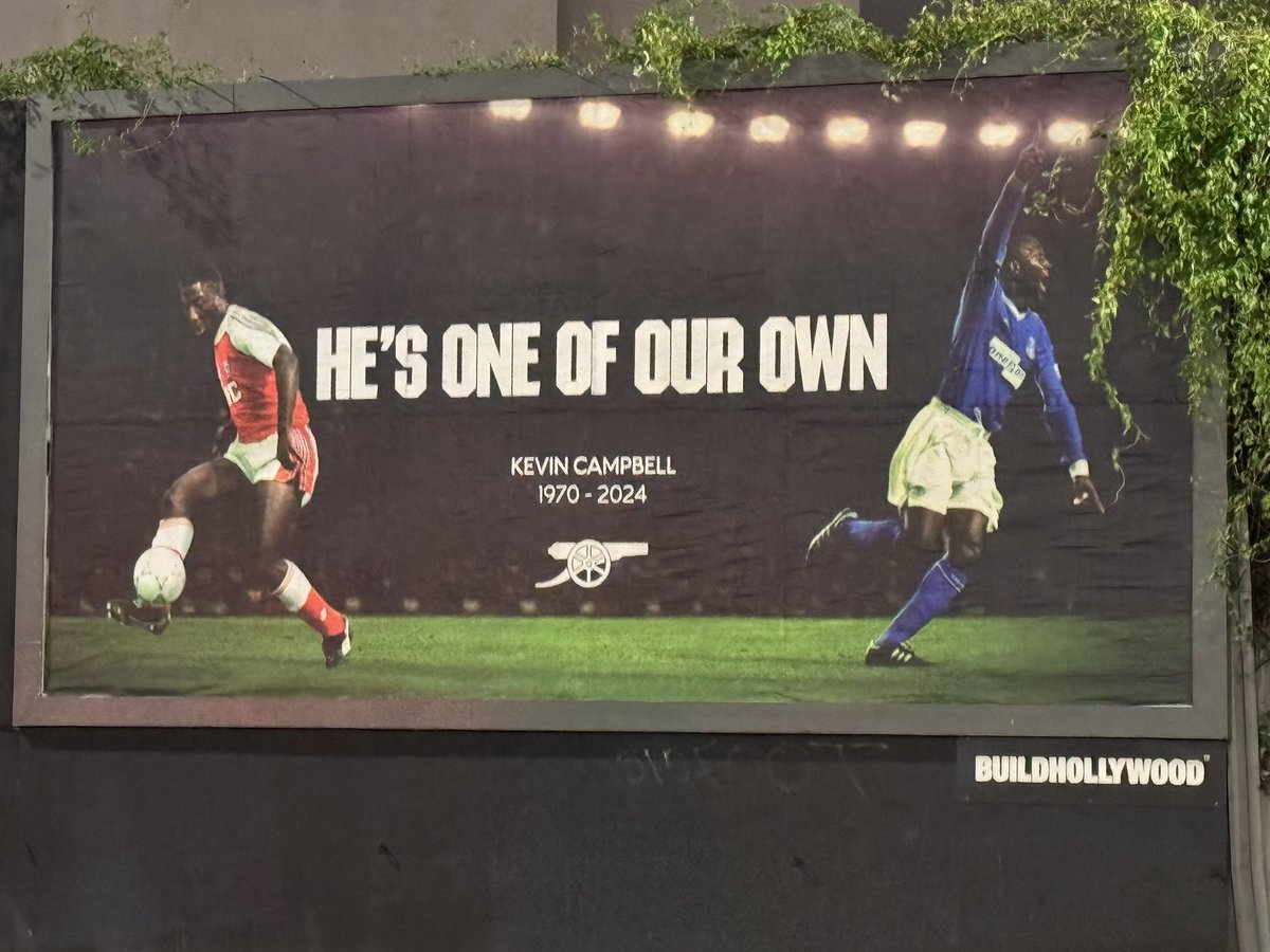Opposite the Emirates, presumably ahead the game vs Everton on Saturday.

RIP Super Kev