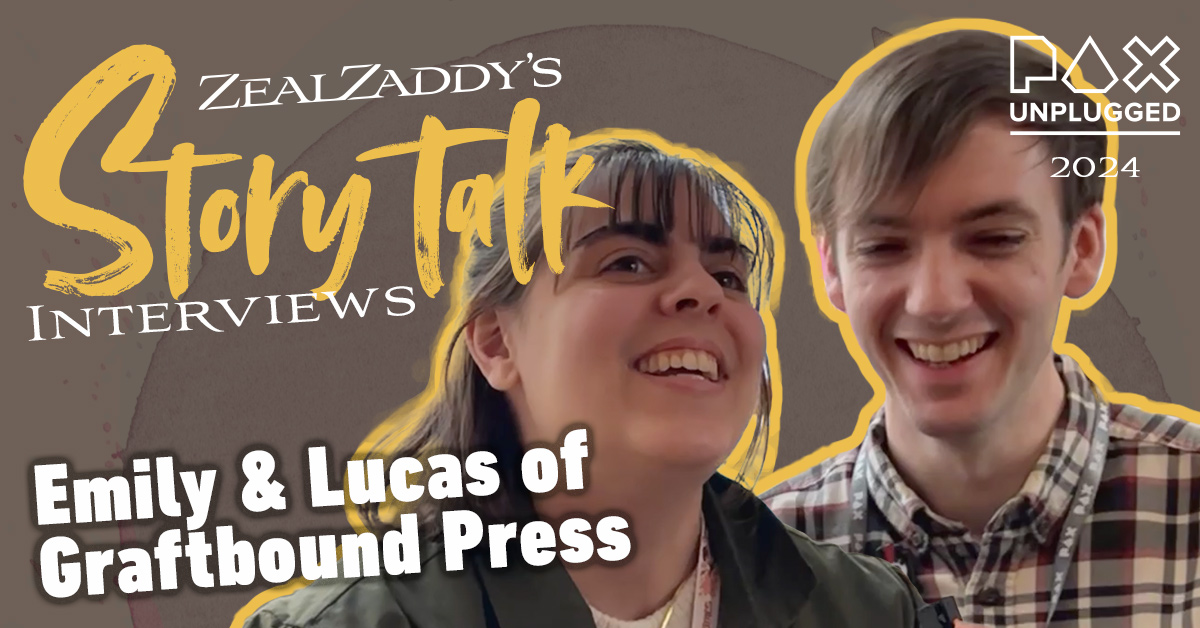 Check out our #PaxUnplugged Interview: <a href="/SparkOtter/">Lucas Zellers</a> &amp; <a href="/odds_and_ents/">Emily</a> of Graftbound Games – creators of games like The Book of Extinction (through <a href="/MageHandPress/">Mage Hand Press</a>), The Peddler’s Prize, Precious Things, Glatisant, and more.

youtu.be/d4l1bXPzNTo

#PaxU #StoryTalk #Interview