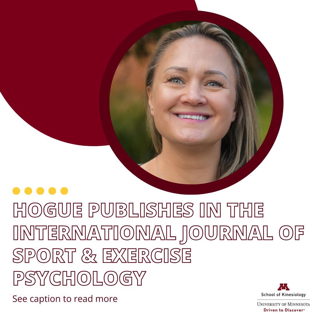 Candace Hogue, PhD, published an article in the International Journal of Sport and Exercise Psychology. The article highlights the importance of creating a caring, mastery-focused climate for youth athletes. Read more: kin.umn.edu/hogue-publishe…