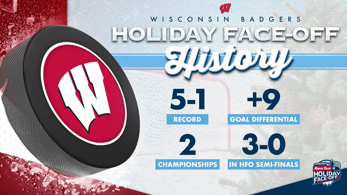 Kwik Trip Holiday Face-Off (@holidayfaceoff) on Twitter photo Another opportunity for <a href="/BadgerMHockey/">Wisconsin Hockey</a> to continue their great run at the <a href="/KwikTrip/">Kwik Trip</a> Holiday Face-Off!!
Come see the Badgers face another great field:
<a href="/FerrisHockey/">Ferris State Hockey</a>
<a href="/NanooksHockey/">Alaska Hockey</a>
<a href="/UConnMHOC/">UConn Men's Hockey</a>
๐๏ธ: ticketmaster.com/holiday-face-oโฆ Another opportunity for <a href="/BadgerMHockey/">Wisconsin Hockey</a> to continue their great run at the <a href="/KwikTrip/">Kwik Trip</a> Holiday Face-Off!!
Come see the Badgers face another great field:
<a href="/FerrisHockey/">Ferris State Hockey</a>
<a href="/NanooksHockey/">Alaska Hockey</a>
<a href="/UConnMHOC/">UConn Men's Hockey</a>
๐๏ธ: ticketmaster.com/holiday-face-oโฆ