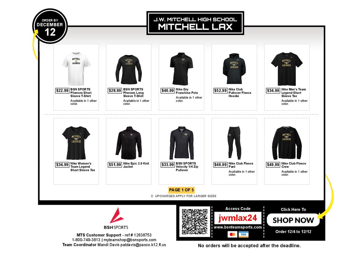 JWMHSGLAX's tweet photo. Hurry, shop closes 12/12/2024!  

https://t.co/PppAsyLzyr

Pre-season shop closes soon if you want gear or fan wear before season starts shop now.

If you want to wear shorts rather than skirt for games can purchase uniform shorts (only ones allowed Nike style NKDJ8680) https://t.co/7ElIQv26tI