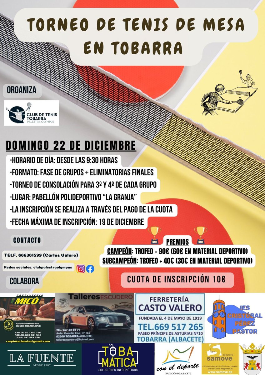 11Valero's tweet photo. Nuevo torneo de tenis de mesa en Tobarra!!! https://t.co/5sTKSGVJd0