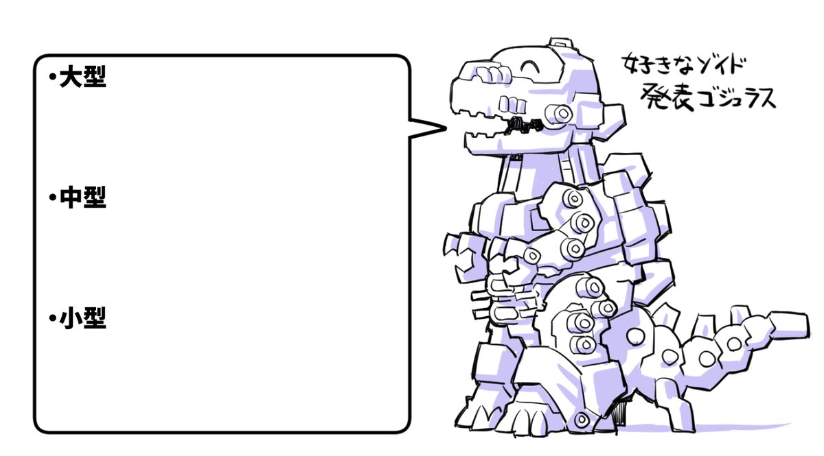 ネタ絵描いてみたけど大型中型とかわけないほうがいいかもしんない
2枚目は自由に使ってクダサイ
#ゾイド 