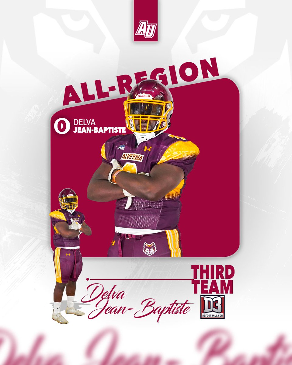 VernAthletics's tweet photo. Delva Jean-Baptiste has earned D3Football All-Region Honors! More at https://t.co/F0H0JrWO8L https://t.co/lBMdhuKl3w