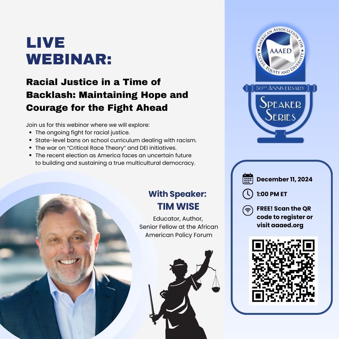 Live webinar starting now with Tim Wise <a href="/timjacobwise/">Tim Wise</a> speaking on racial justice in a time of backlash. 

Free and open to all, register here: us02web.zoom.us/webinar/regist…