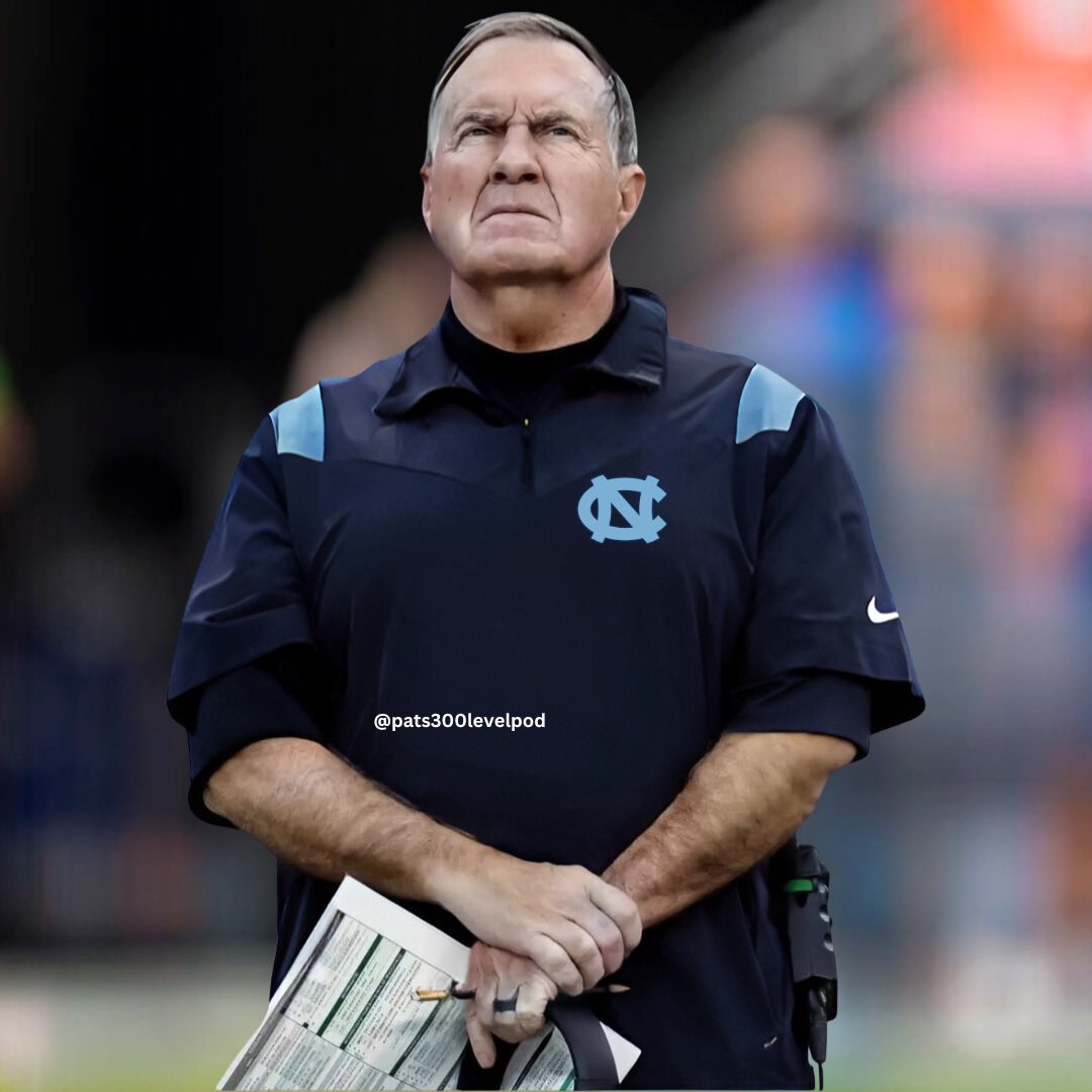 pats300levelpod's tweet photo. Bill Belichick is now the Head Coach of the University of North Carolina. Welcome to the Tar Heels Coach Belichick https://t.co/bSD8MHYM3h