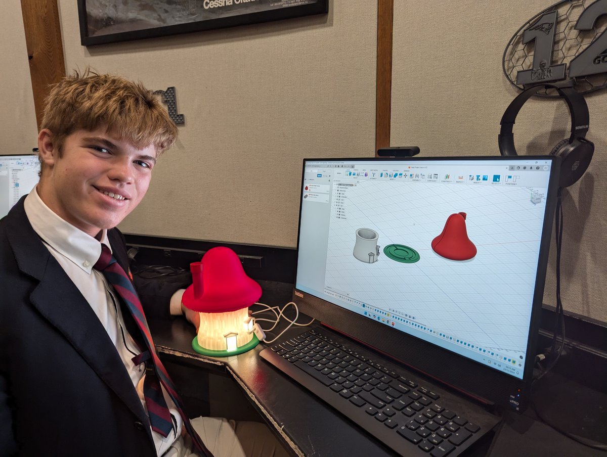 avonoldfarms's tweet image. With the fall semester wrapping up, final projects are shining bright here on the Farm—literally! Check out this impressive creation from our Introduction to Engineering class: a custom-designed and 3D-printed lamp.💡 #AvonOldFarms #ScholarshipAtAvon #FinalProjects