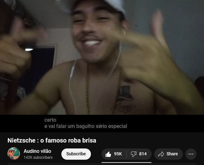 cabesandia's tweet photo. encontré un canal de un turro brasilero que habla de filosofía https://t.co/MxgCVYHp7u