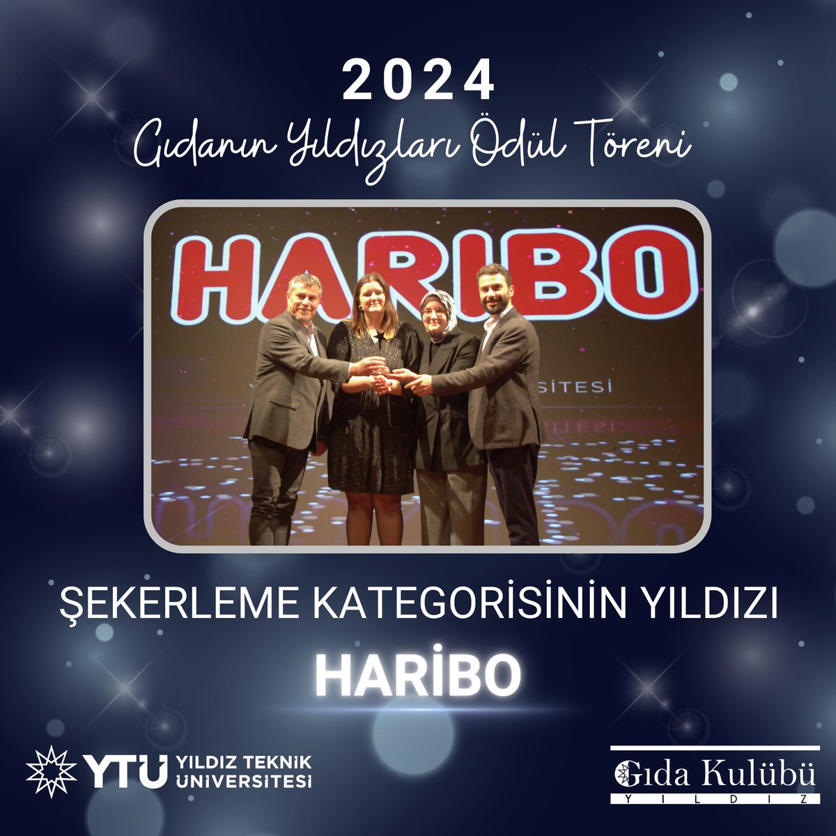 Gıda Kulübü olarak bu yıl üçüncüsünü düzenlediğimiz Gıdanın Yıldızları Ödül Töreni’nde 2024 yılı ‘En İyi Şekerleme’ Kategorisinin Haribo’ya ödülü Nisa YÖNEY, Azra Dila KÜÇÜKİKİZ tarafından takdim edilmiştir. Kendilerini tebrik ediyor, katılımları için teşekkür ediyoruz.🌟